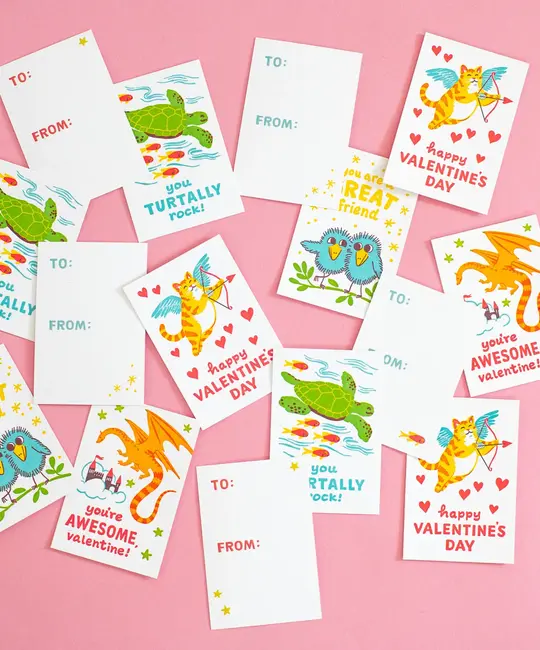 Smudge Ink - SI Critter Classroom Valentine Mini Boxed Note Set of 16
