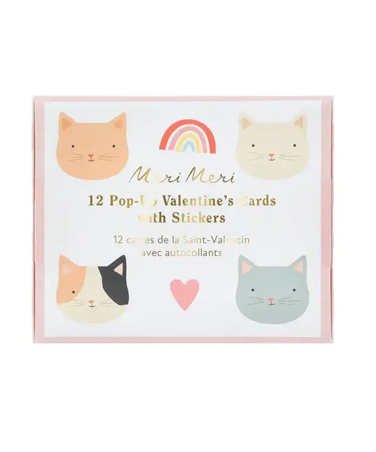 Meri Meri - MEM MEM NSVD - Cat Classroom Valentine's Note Set with Sticker, Set of 24