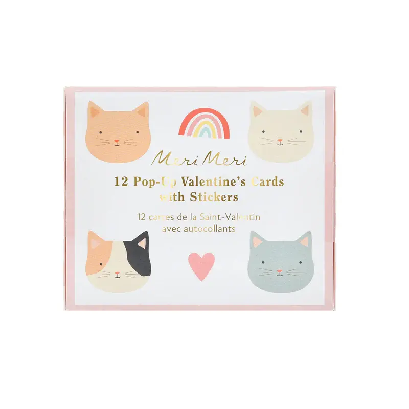 Meri Meri - MEM MEM NSVD - Cat Classroom Valentine's Note Set with Sticker, Set of 24