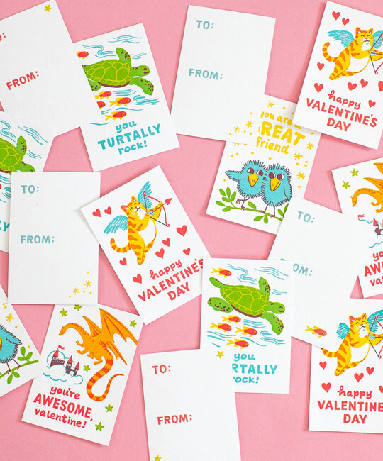 Smudge Ink - SI Critter Classroom Valentine Mini Boxed Note Set of 16