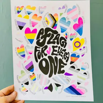 Ladyfingers Letterpress - LF LF PRSM - A Flag For Everyone Print 11" x 14"