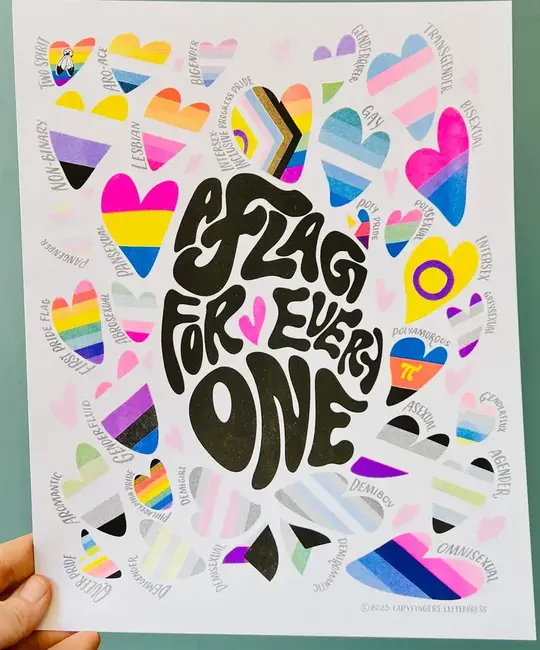 Ladyfingers Letterpress - LF LF PRSM - A Flag For Everyone Print 11" x 14"