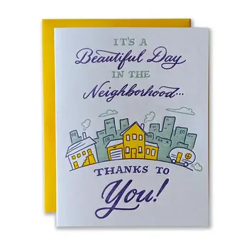 Ladyfingers Letterpress - LF LFGCFR0009 - Beautiful Day in the Neighborhood Thanks to You Card