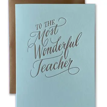 Ladyfingers Letterpress - LF LFGCMI - To the Most Wonderful Teacher Card