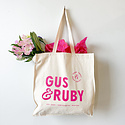 Gus and Ruby Letterpress - GR Gus & Ruby Canvas Tote in Pink