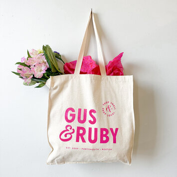 Gus and Ruby Letterpress - GR Gus & Ruby Canvas Tote in Pink