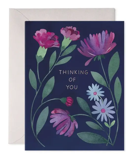 E. Frances Paper Studio - EF EFGCSY0015 - Purple Floral Thinking of You Card