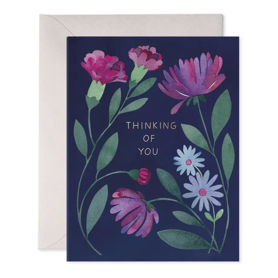 E. Frances Paper Studio - EF EFGCSY0015 - Purple Floral Thinking of You Card