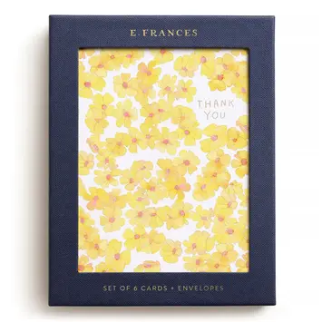 E. Frances Paper Studio - EF EF NSTY -  Yellow Flowers Thank You Boxed Note Set, Set of 6