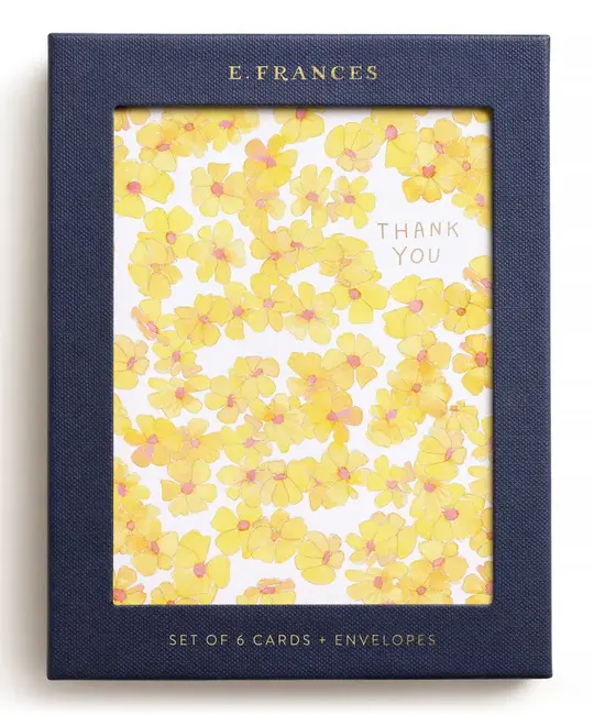 E. Frances Paper Studio - EF EF NSTY -  Yellow Flowers Thank You Boxed Note Set, Set of 6