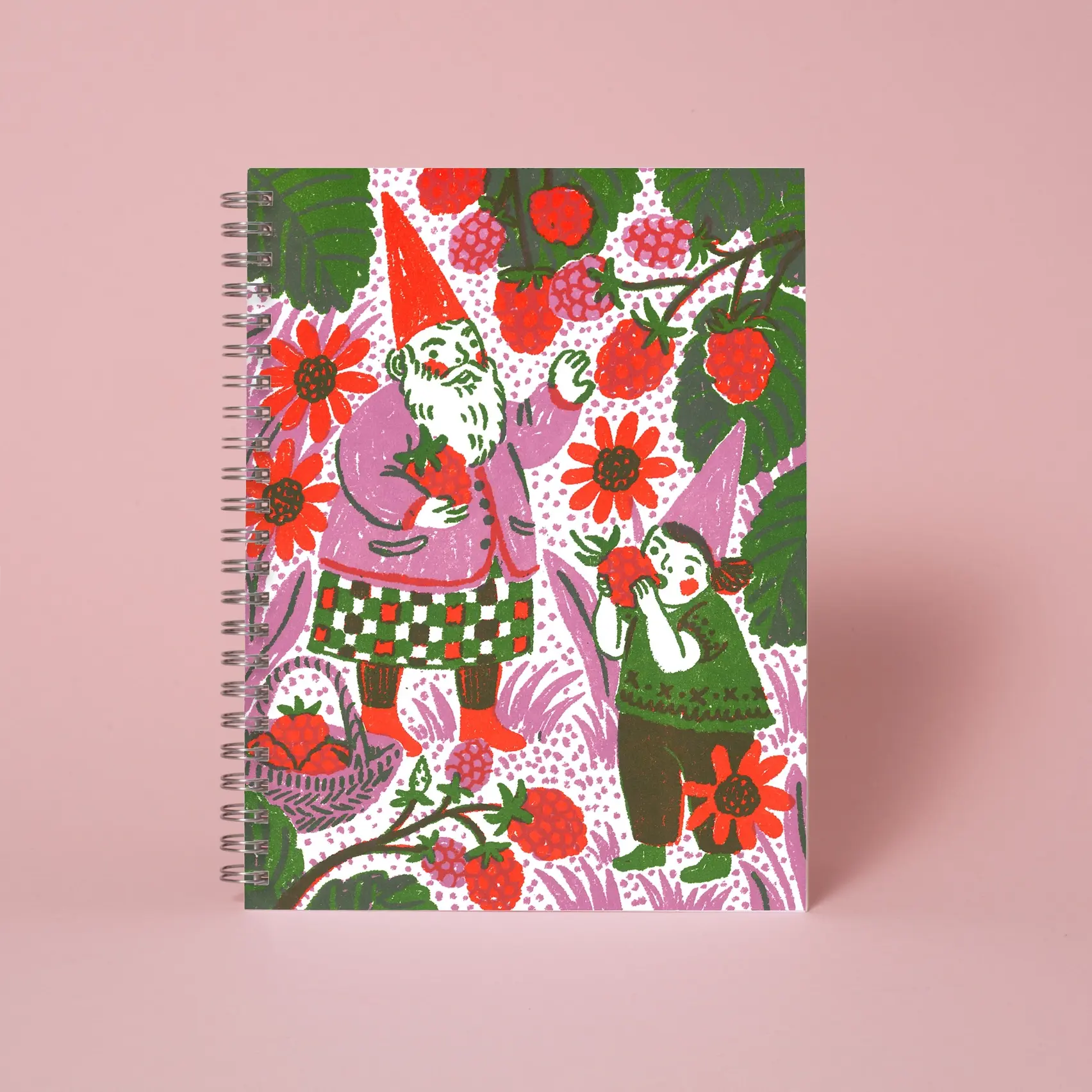 Phoebe Wahl - PW PW NBBL - Berry Picking Gnomes Letterpress Spiral-bound Blank Notebook