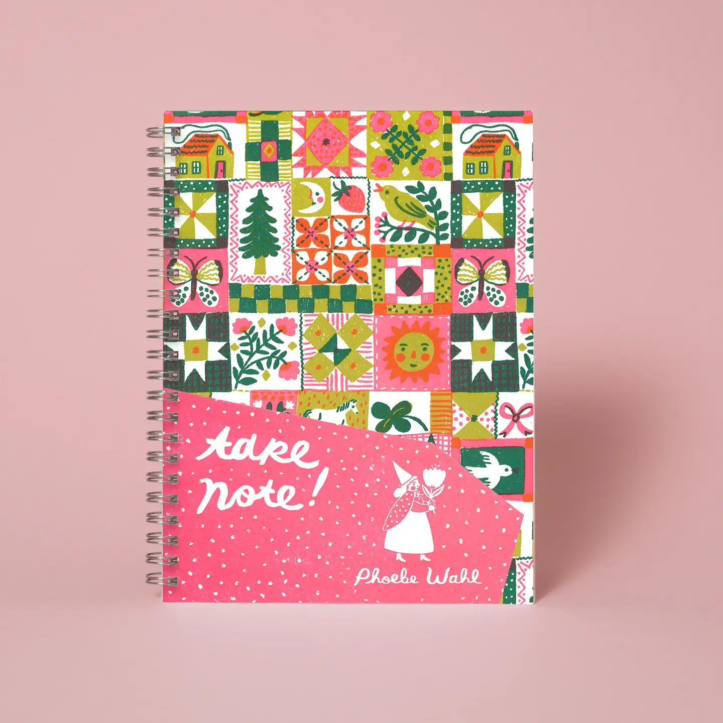 Phoebe Wahl - PW PW NBBL - Folk Quilt Letterpress Spiral-bound Blank Notebook