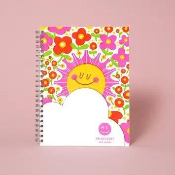 Hello!Lucky - HL HL NBBL - Sunshine & Flowers Letterpress Spiral-bound Blank Notebook