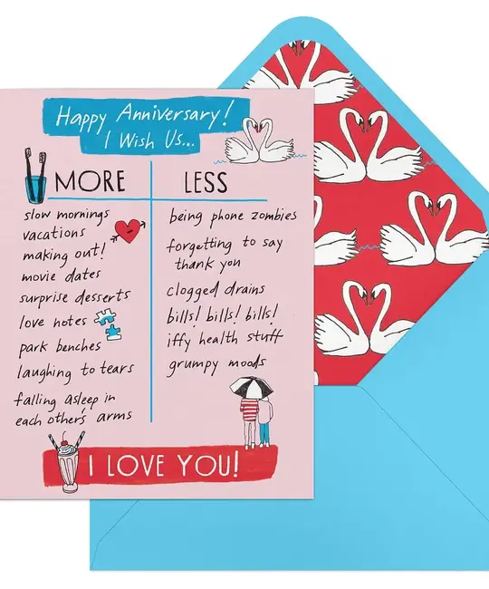 Em + Friends - EMM EMMGCAN0006 - More/Less Julia Rothman Anniversary Card