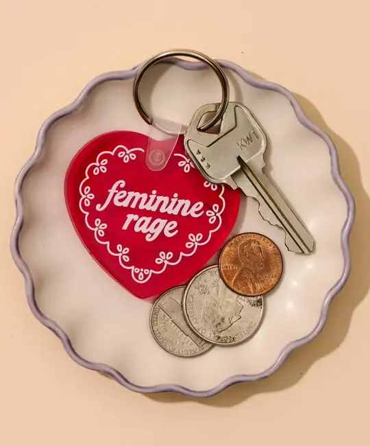 and Here We Are - AHW AHW ACKC - Feminine Rage Heart Doily PVC Keychain
