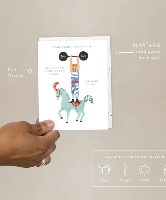 Seedlings - SED SEDGCCO0012 - You Did It Strong Man on Horse Congratulations Card