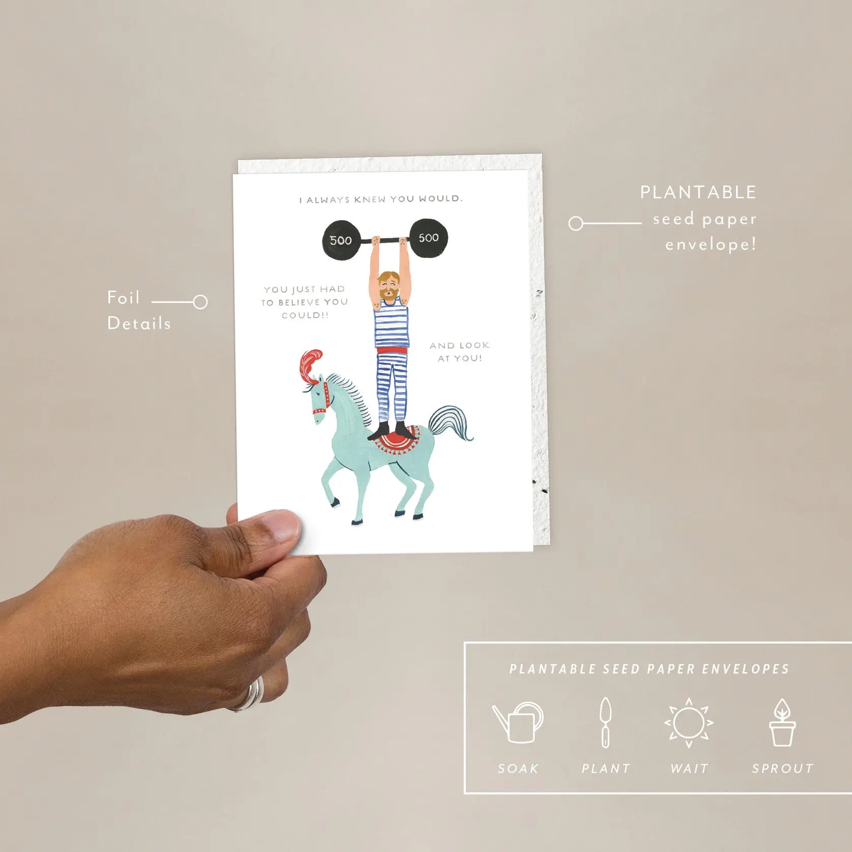 Seedlings - SED SEDGCCO0012 - You Did It Strong Man on Horse Congratulations Card