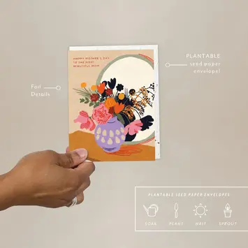 Seedlings - SED SEDGCMD0007 - Most Beautiful Mom Vase Mother's Day Card