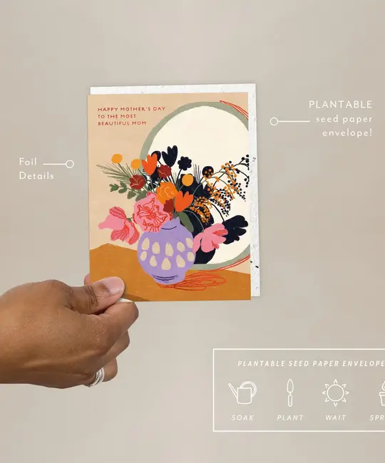 Seedlings - SED SEDGCMD0007 - Most Beautiful Mom Vase Mother's Day Card