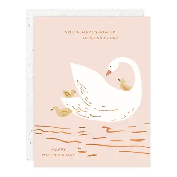 Seedlings - SED SEDGCMD0008 - Mama Swan We're So Lucky Mother's Day Card