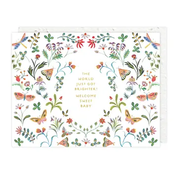 Seedlings - SED SEDGCBA0018 - World Just Got Brighter Butterfly Garden Baby Card