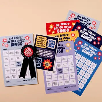 and Here We Are - AHW AHW GPGA - Big-Budget Action Cheesy Movies Movie Night Bingo Game