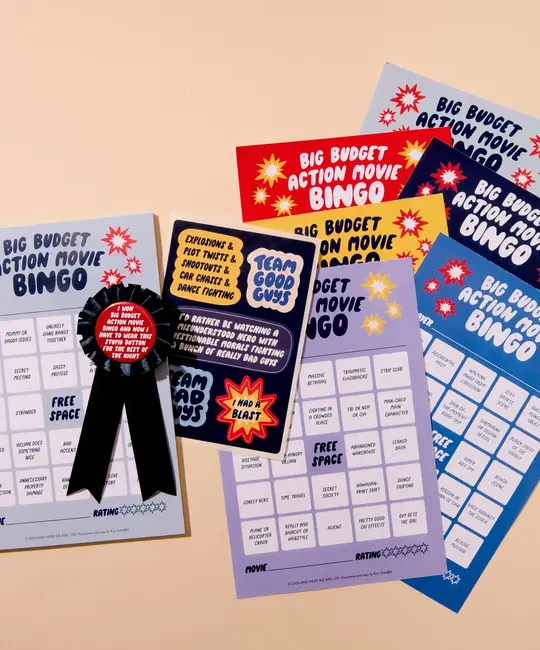 and Here We Are - AHW AHW GPGA - Big-Budget Action Cheesy Movies Movie Night Bingo Game
