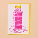 and Here We Are - AHW AHWGCBI0040 - Tall Cake Slice Very Happy Birthday Card