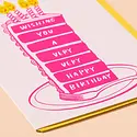 and Here We Are - AHW AHWGCBI0040 - Tall Cake Slice Very Happy Birthday Card
