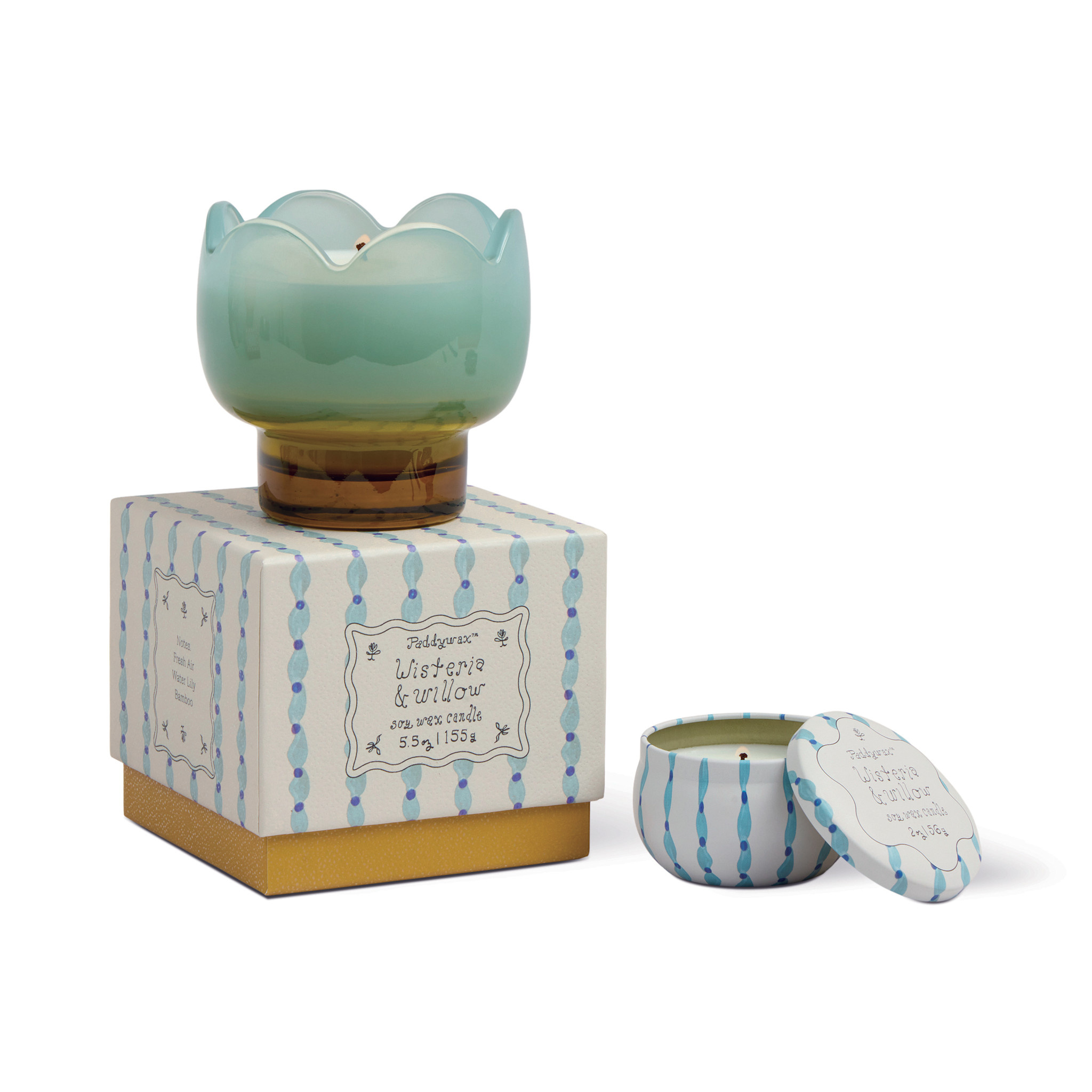 Paddywax - PA PA CASM - Tulip Printed Tin Candle, Wisteria & Willow (2 oz)