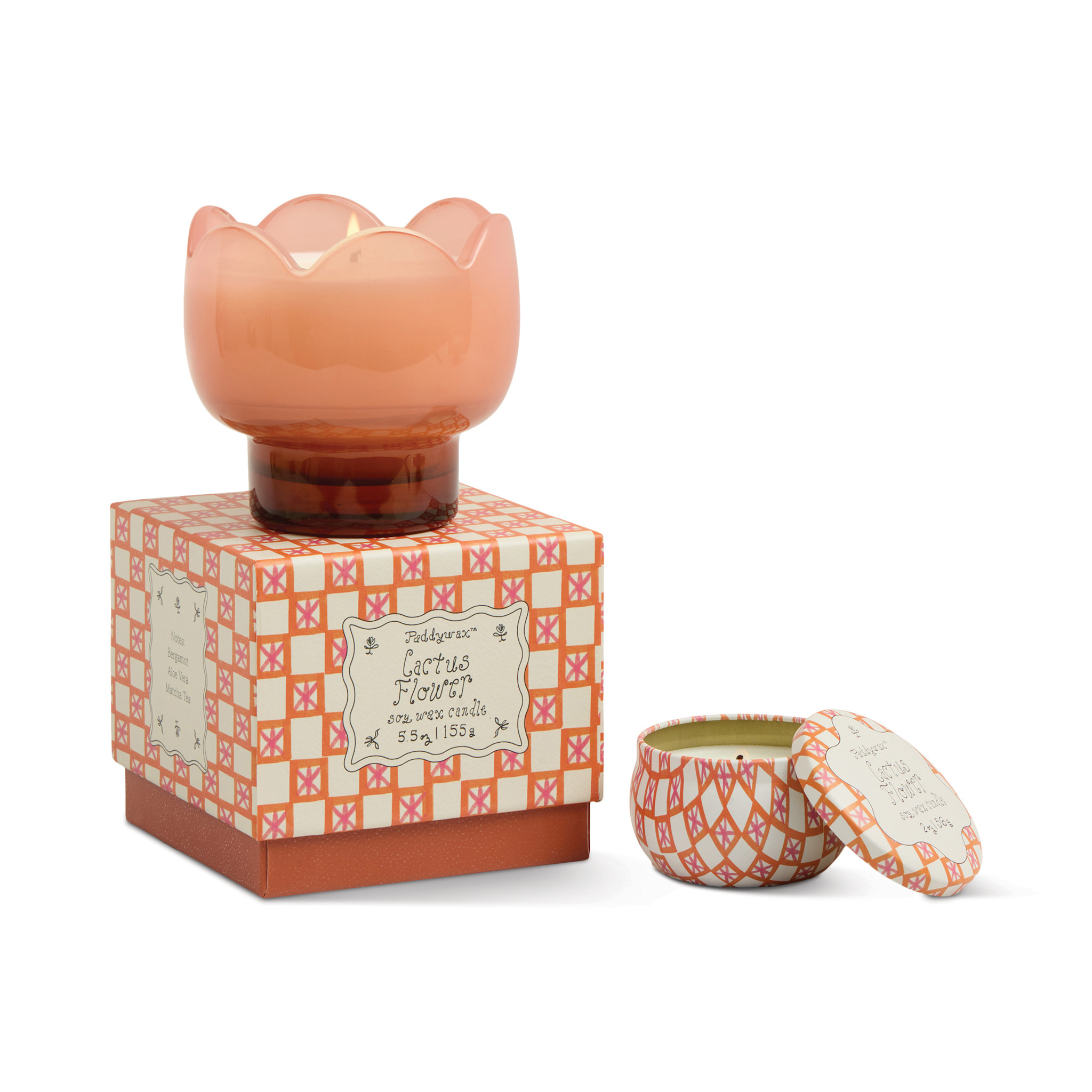 Paddywax - PA PA CASM - Tulip Printed Tin Candle, Cactus Flower (2 oz)