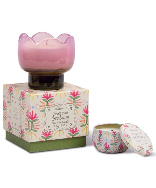 Paddywax - PA PA CASM - Tulip Printed Tin Candle, Bronzed Gardenia (2 oz)
