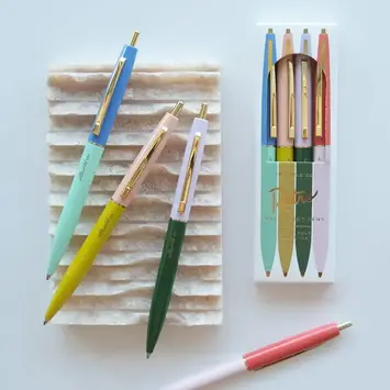 Idlewild Co - ID ID OS - Rainbow Retro Pen Set of 4 Ball Point Pens