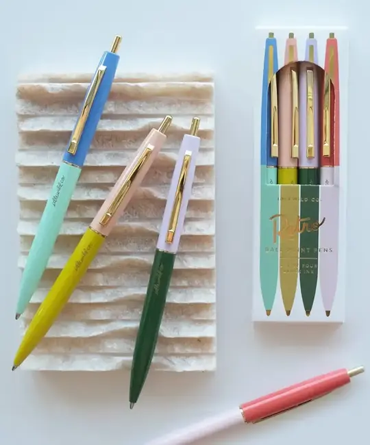 Idlewild Co - ID ID OS - Rainbow Retro Pen Set of 4 Ball Point Pens