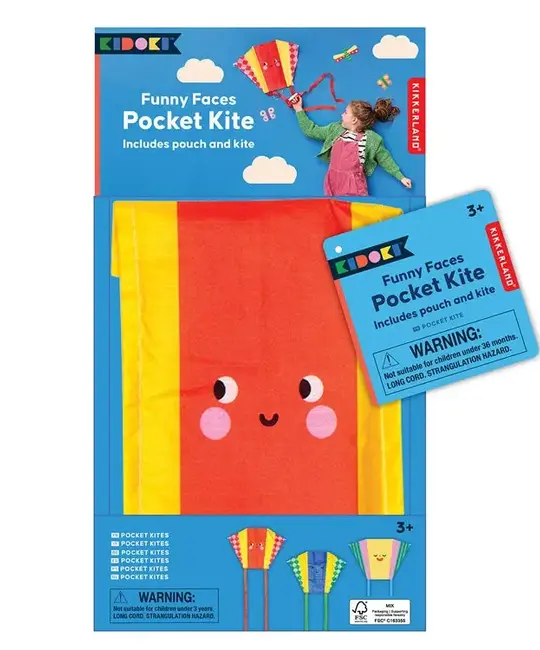 Kikkerland KI TO - Funny Faces Pocket Kite (Assorted Styles)