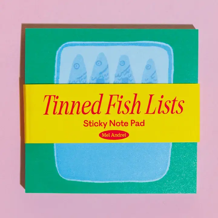 Mel Andrel - MA MA OS - Tinned Fish Lists Sticky Notes Pad