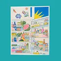 Christina Hu - CHH CHH PRLA - Midnight Snack Fridge Risograph Print, 11" x 14"