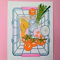 Christina Hu - CHH CHH PRSM - Tomato Egg Risograph Print, 8.5" x 11" (Recipe printed on the back)