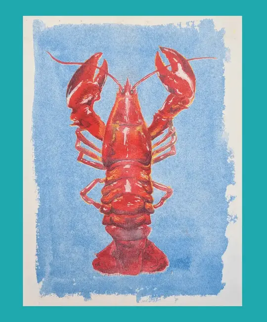 Christina Hu - CHH CHH PRSM - Lobster Risograph Print, 8.5" x 11"