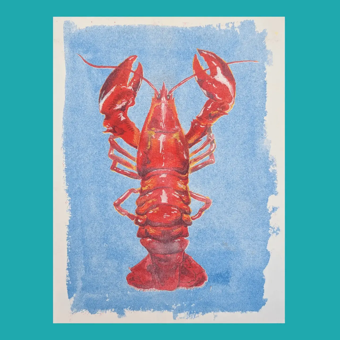 Christina Hu - CHH CHH PRSM - Lobster Risograph Print, 8.5" x 11"