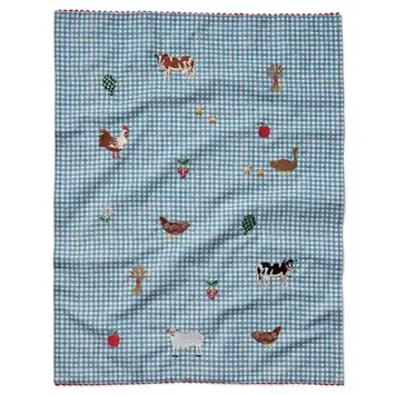 Rifle Paper Co - RP RP HGKL - Gingham Country Farm Embroidered Tea Towel