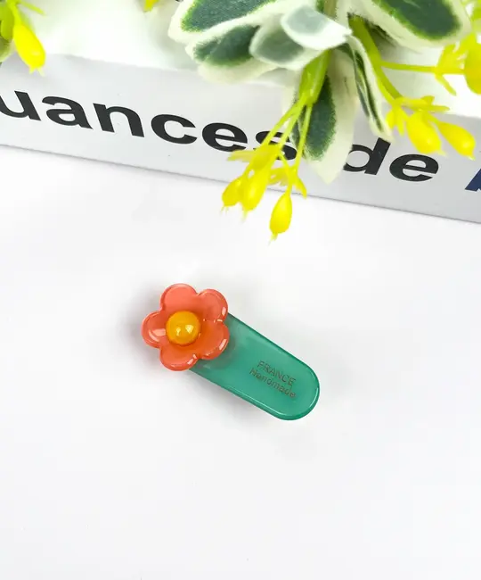 TheDivaSoap - TDSO TDSO ACHA - Pink and Yellow Flower Mini Teal Alligator Hair Clip