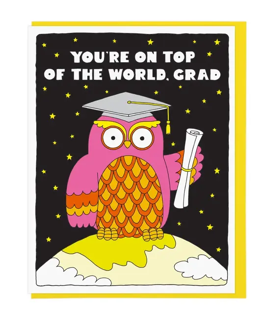 Lucky Horse Press - LHP LHPGCGR0003 - Top of The World Owl Graduation Card