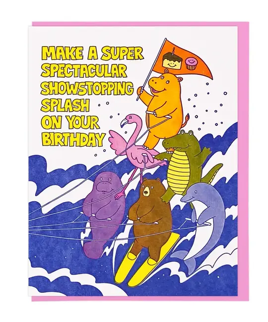 Lucky Horse Press - LHP LHPGCBI0049 - Super Spectacular Showstopping Splash Waterskiing Birthday Card