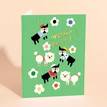 Carolyn Suzuki - CSU CSUGCTY0008 - Merci Bien  Dogs Thank You Card