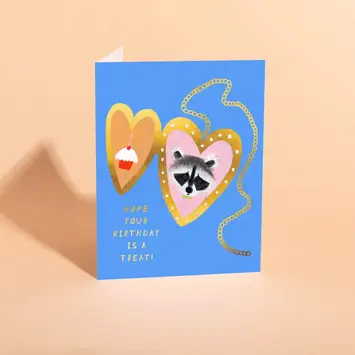 Carolyn Suzuki - CSU CSUGCBI0031 - Raccoon Pal Locket Birthday Card