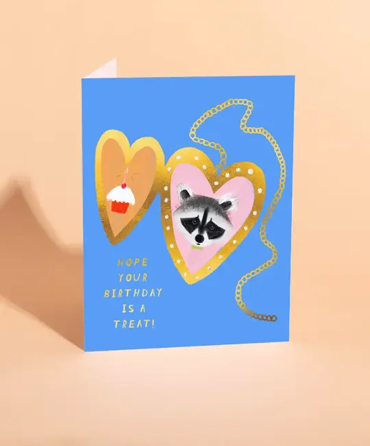 Carolyn Suzuki - CSU CSUGCBI0031 - Raccoon Pal Locket Birthday Card