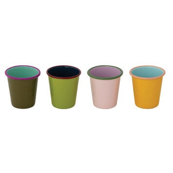 Creative Co-Op - CCO CCO HG - Enameled Mini Cup with Colored Edge 2 oz, Assorted Colors