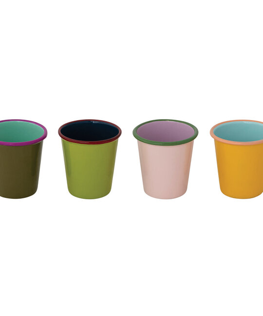 Creative Co-Op - CCO CCO HG - Enameled Mini Cup with Colored Edge 2 oz, Assorted Colors