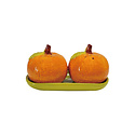 Creative Co-Op - CCO CCO HG - Clementine Shaped Salt & Pepper Shaker Set of 2 with Tray